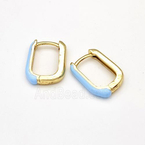 Copper Latchback Earrings Blue Enamel Gold Plated