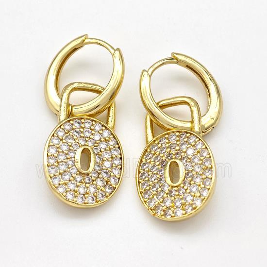 Copper Hoop Earring Padlock Pave Zirconia Gold Plated