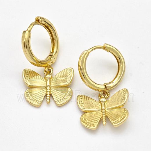 Copper Butterfly Hoop Earring Gold Plated
