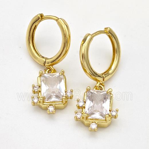 Copper Hoop Earring Pave Zirconia Gold Plated