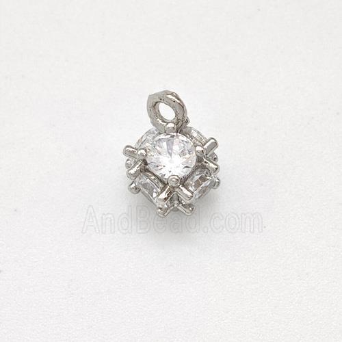 Copper Cube Pendant Pave Zirconia Platinum Plated