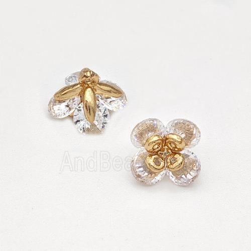 Copper Flower Pendant Pave Zirconia Gold Plated