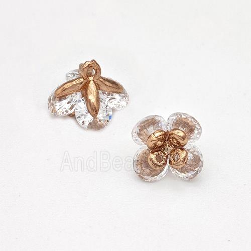 Copper Flower Pendant Pave Zirconia Rose Gold