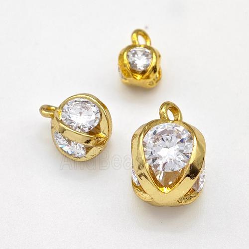 Copper Ball Pendant Pave Zirconia Gold Plated