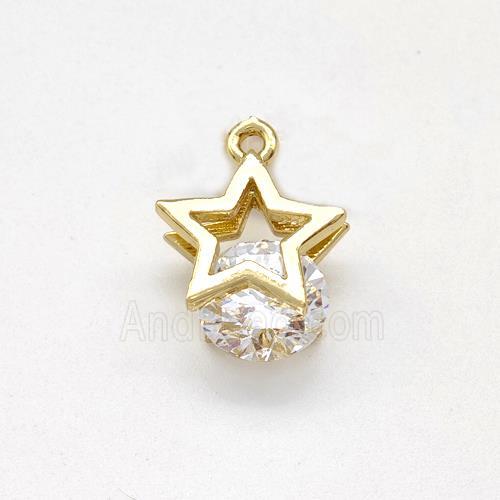 Copper Star Pendant With Zirconia Gold Plated