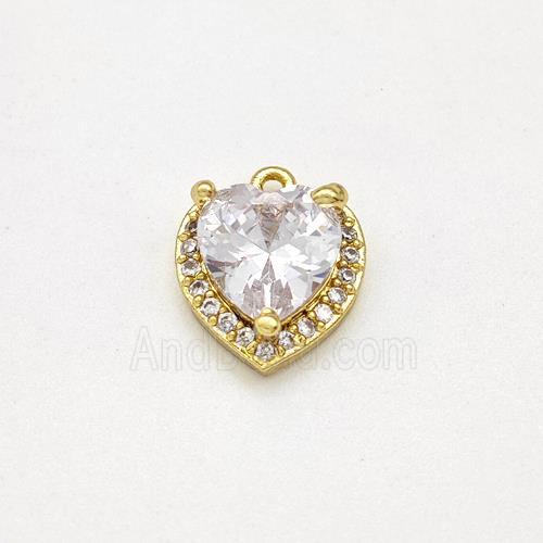 Copper Heart Pendant Micro Pave Zirconia Gold Plated