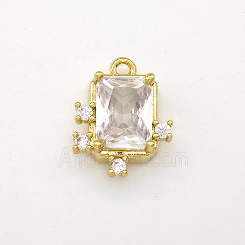 Copper Rectangle Pendant Pave Zirconia Gold Plated