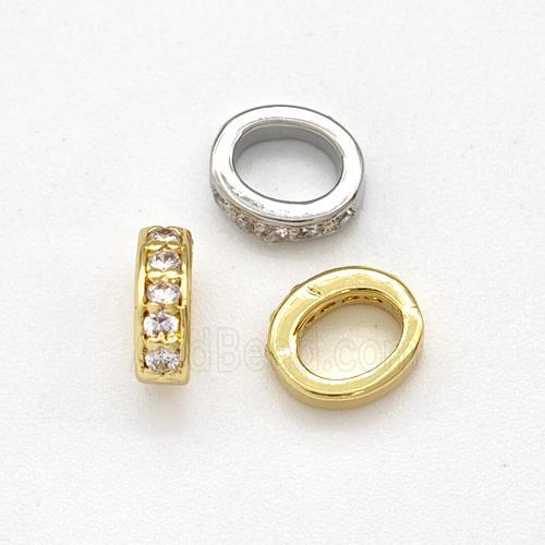 Copper Rondelle Beads Micro Pave Zirconia Large Hole Mixed