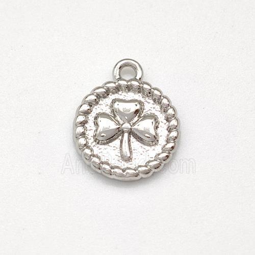 Copper Circle Pendant Clover Platinum Plated