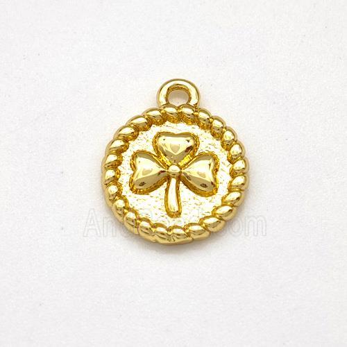 Copper Circle Pendant Clover Gold Plated