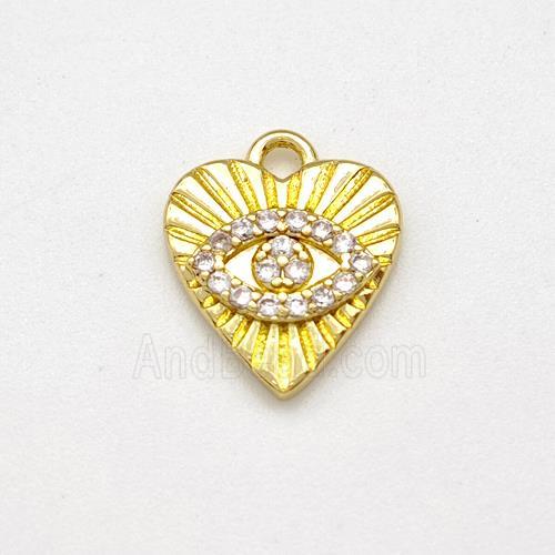Copper Heart Pendant Evil Eye Pave Zirconia Gold Plated