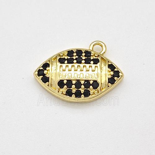 American Football Charms Copper Rugby Pendant Micro Pave Zirconia Sport Gold Plated