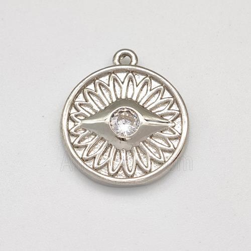Copper Evil Eye Charms Pendant Pave Zirconia Platinum Plated