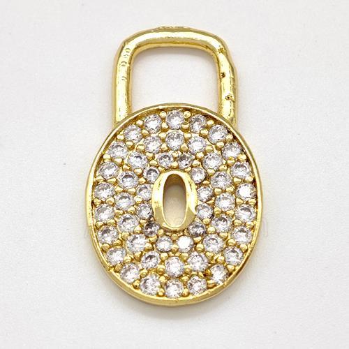 Padlock Charms Copper Pendant Pave Zirconia Gold Plated