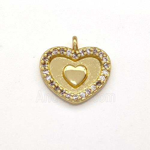 Copper Heart Pendant Micro Pave Zirconia Gold Plated