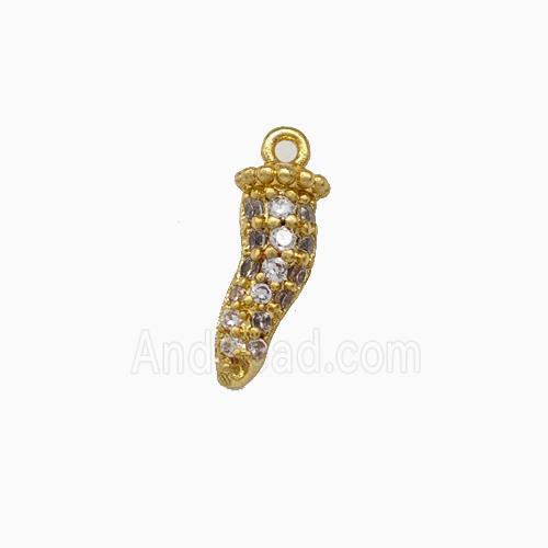 Copper Chili Pendant Micro Pave Zirconia Gold Plated