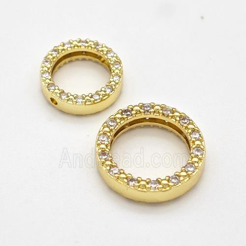 Copper Circle Beads Micro Pave Zirconia Gold Plated