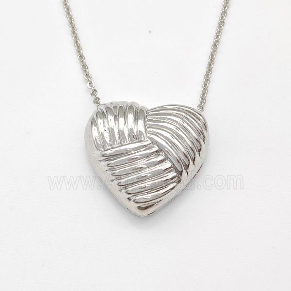 Copper Heart Necklace Platinum Plated