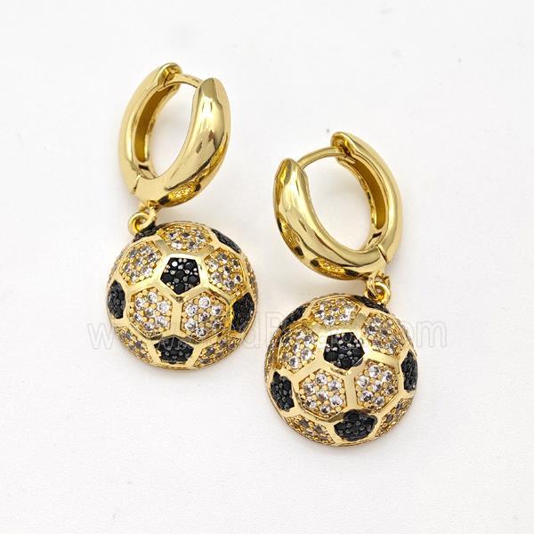 Copper Hoop Earrings Football Pave Zirconia Sport Gold Plated