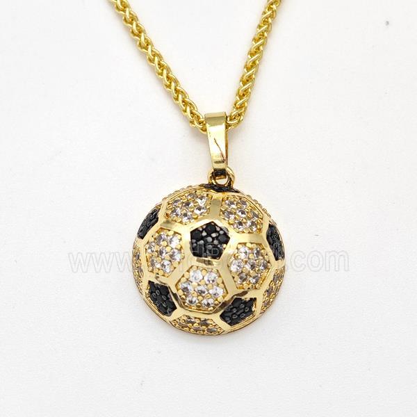 Copper Football Necklace Pave Zirconia Sport Gold Plated