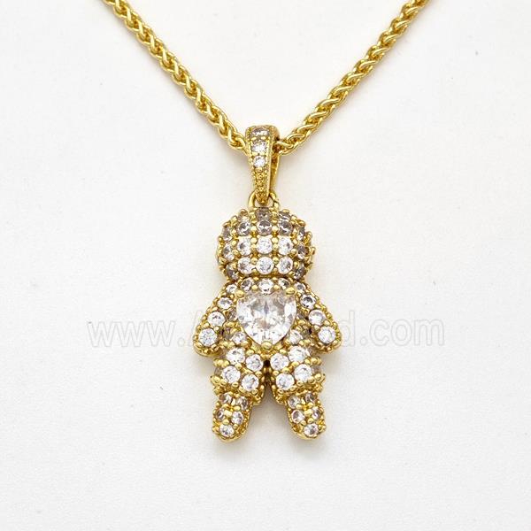 Copper Boy Kids Necklace Pave Zirconia Gold Plated