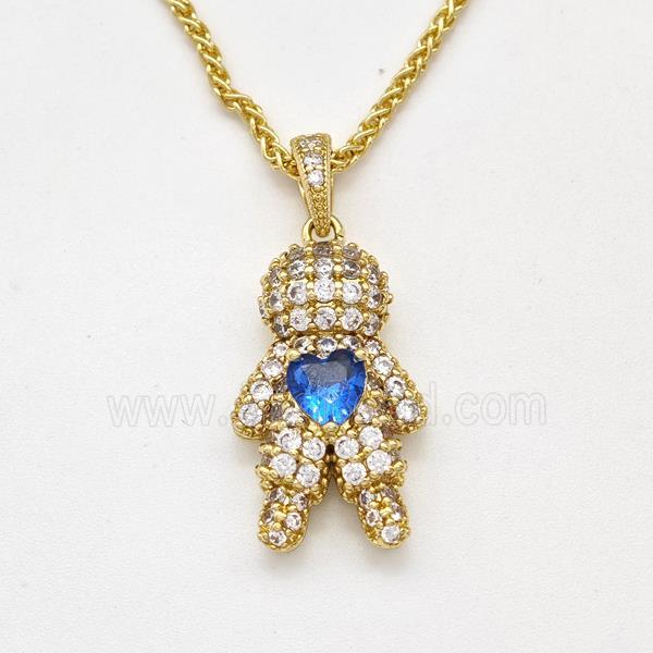 Copper Boy Kids Necklace Pave Zirconia Gold Plated