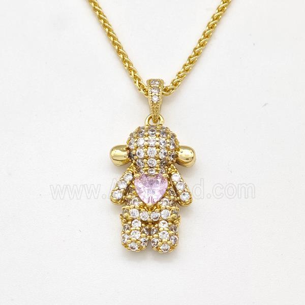 Copper Girl Kids Necklace Pave Zirconia Gold Plated