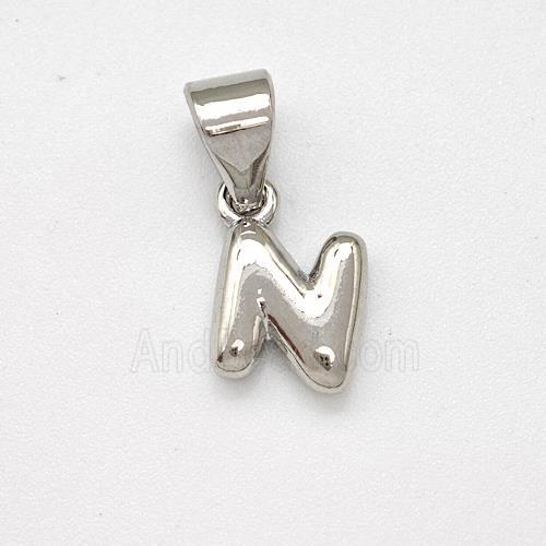 Copper Letter-N Pendant Platinum Plated