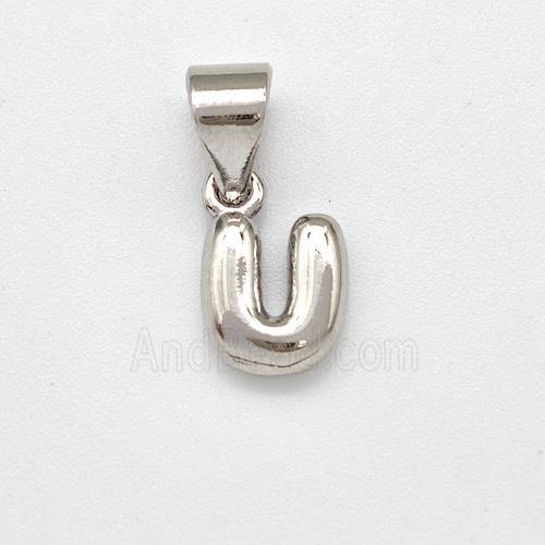 Copper Letter-U Pendant Platinum Plated