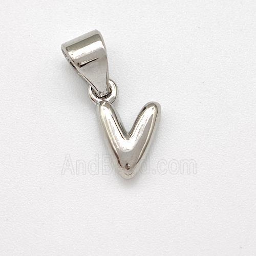 Copper Letter-V Pendant Platinum Plated