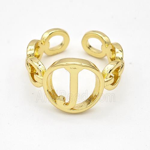 Copper Ring With Letter-J Gold Plated