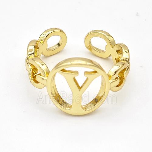 Copper Ring With Letter-Y Gold Plated