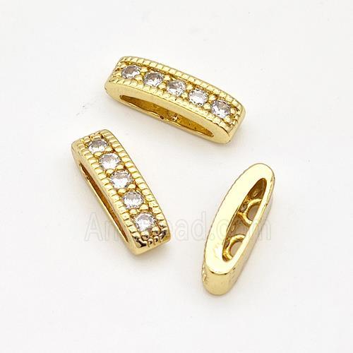 Copper Beads Micro Pave Zirconia 2holes Gold Plated