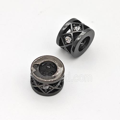 Copper Tube Beads Pave Zirconia Hollow Large Hole Black Plated