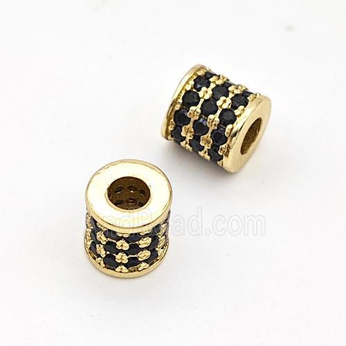 Copper Tube Beads Micro Pave Zirconia Large Hole Gold Plated