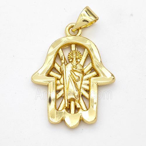 Saint Jude Charms Copper Hand Pendant Gold Plated