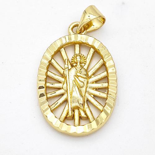 Saint Jude Charms Copper Oval Pendant Gold Plated