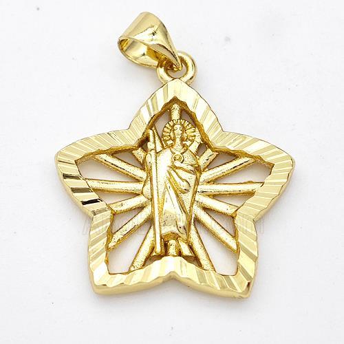 Saint Jude Charms Copper Star Pendant Gold Plated