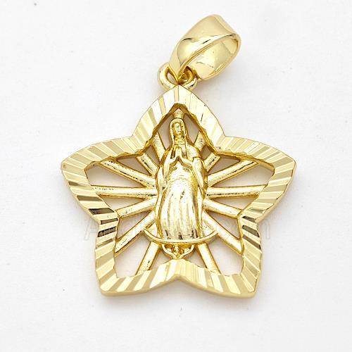 Virgin Mary Charms Copper Star Pendant Gold Plated