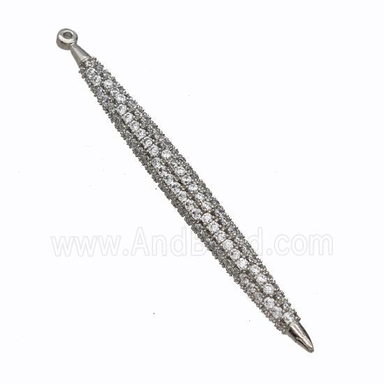 Copper Spike Pendant Micropave Zirconia Platinum Plated