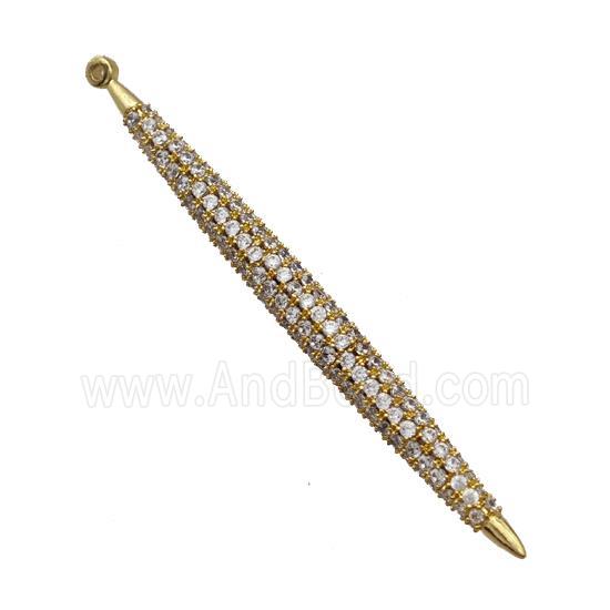Copper Spike Pendant Micropave Zirconia Gold Plated