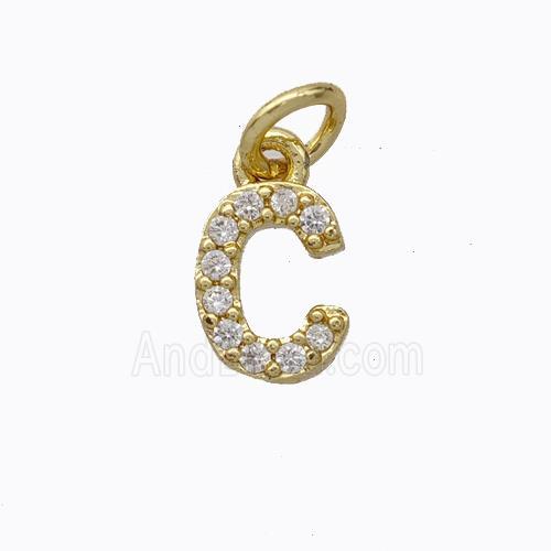 Copper Pendant Pave Zirconia Letter-C Gold Plated