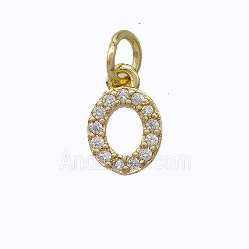 Copper Pendant Pave Zirconia Letter-O Gold Plated