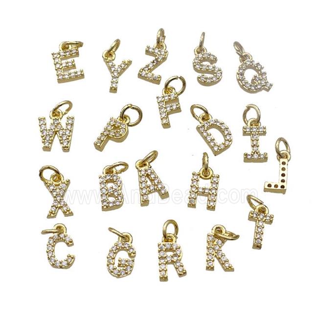 Copper Alphabet Pendant Pave Zirconia Mixed Letters Gold Plated