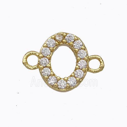 Copper Connector Pave Zirconia Letter-O Gold Plated