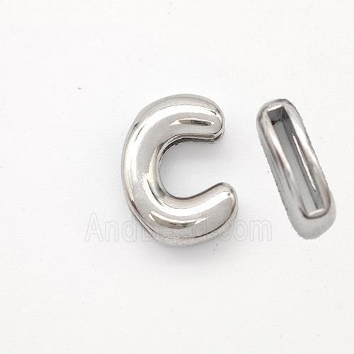 Copper Letter-C Beads Platinum Plated