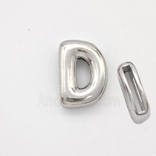 Copper Letter-D Beads Platinum Plated