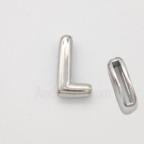 Copper Letter-L Beads Platinum Plated