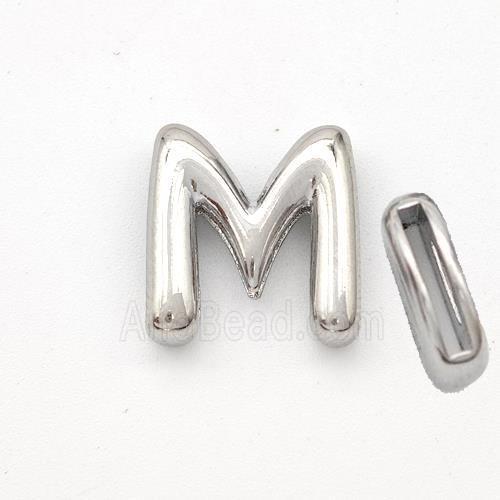 Copper Letter-M Beads Platinum Plated