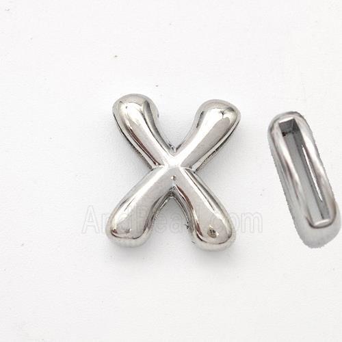 Copper Letter-X Beads Platinum Plated